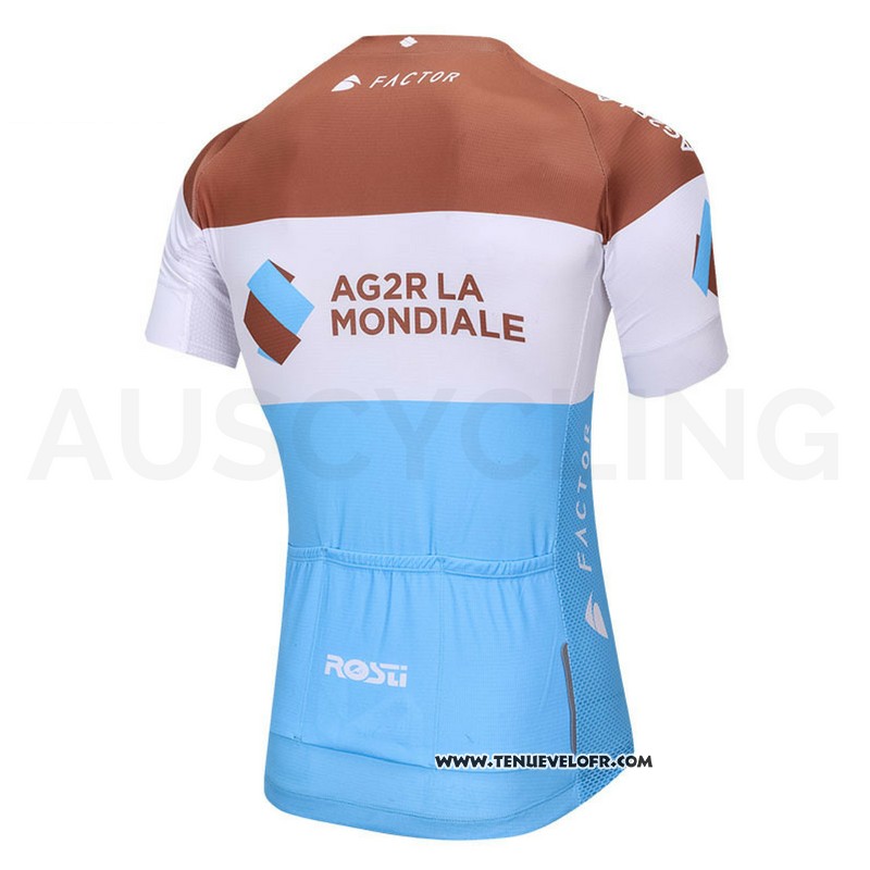 2018 Maillot Ciclismo Ag2r La Mondiale Bleu et Blanc Manches Courtes et Cuissard